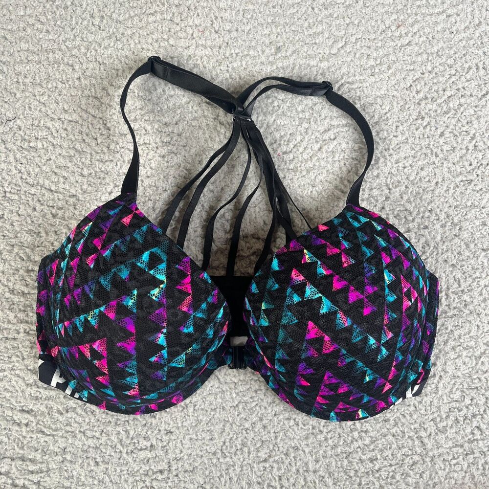 Victoria's Secret PINK Pigionnant Push-Up Bra 34DD Front-Close Lace Strappy